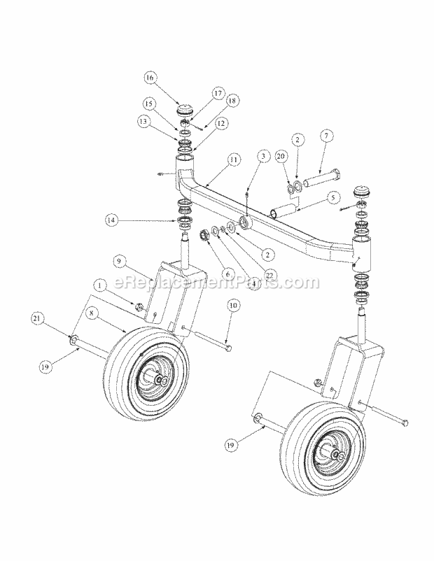 Front Caster Assembly Diagram and Parts List for M54-HN 53BB5ETW750 Cub Cadet Sprayer